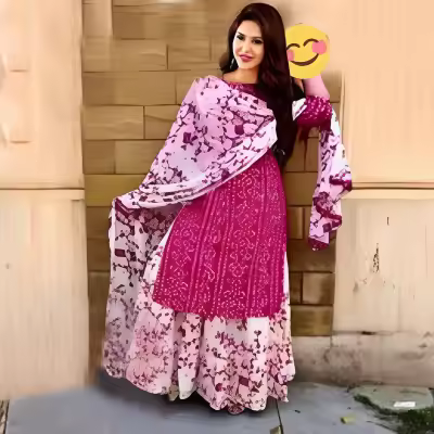 Unstitched High-Quality Cotton Block Print Three Piece Dress for Women